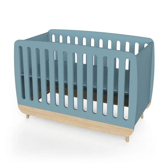 Créez un environnement de sommeil sûr et élégant pour votre petit avec le lit pour bébé de la série Firmiana. Le design bleu apai...-1