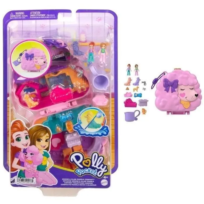 Polly Pocket-Coffret Toilettage Caniche 2 figurines et 12 accessoires HKV35-0