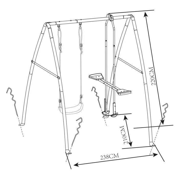 Balançoire - AXI - Set de balançoire en métal - 3 agrès - Extérieur - 100 kg max-0