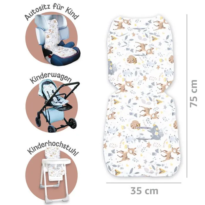 Reducter de siège 75 x 35 cm - Reducter de poussette enfant -Minky Gris clair – Cerf-0