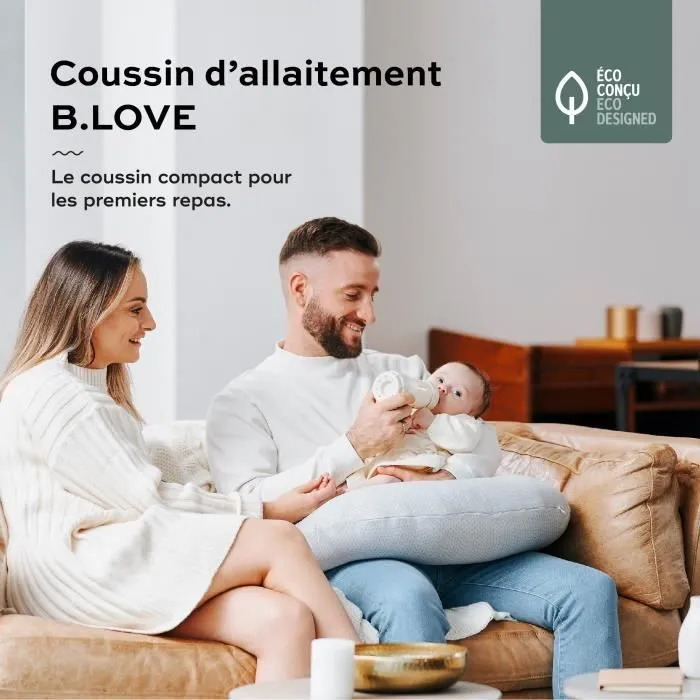 BABYMOOV B.LOVE Coussin de maternité et allaitement, certifié Oeko-Tex et bio, mineral grey-1