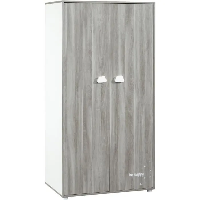 Chambre bébé complète - Lit 120x60, commode à langer et armoire - BABY PRICE - SMILE - Chêne silex-4