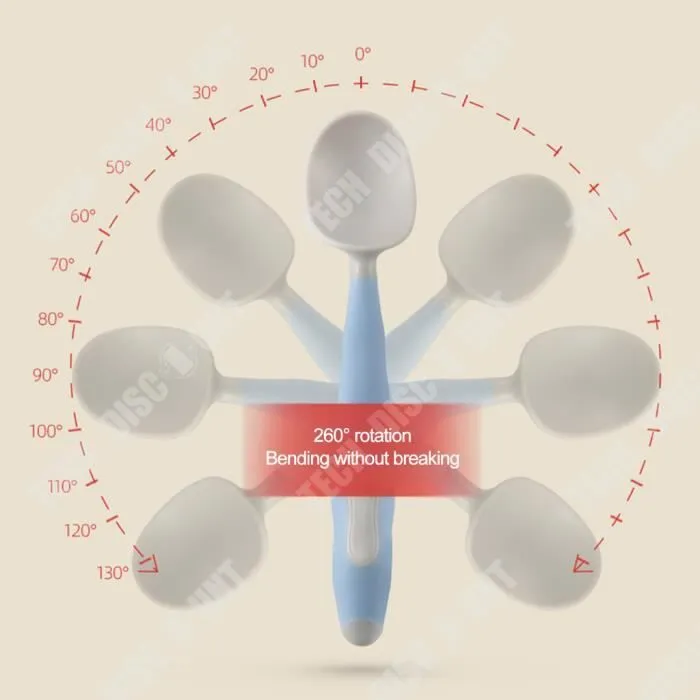 TD® Ensemble de cuillères pour enfants bébé apprendre à manger formation pliable vaisselle d'alimentation fourchette souple-1