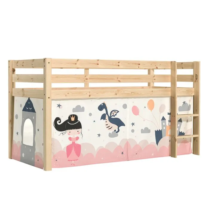 Lit mi-hauteur - Vipack - Fairy Pino - Bois - Barrières de protection - Housse-2