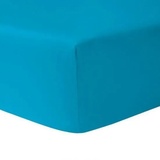 Drap Housse double 70 x 190 cm 100 % cotonTURQUOISE - HOMEROKK-0