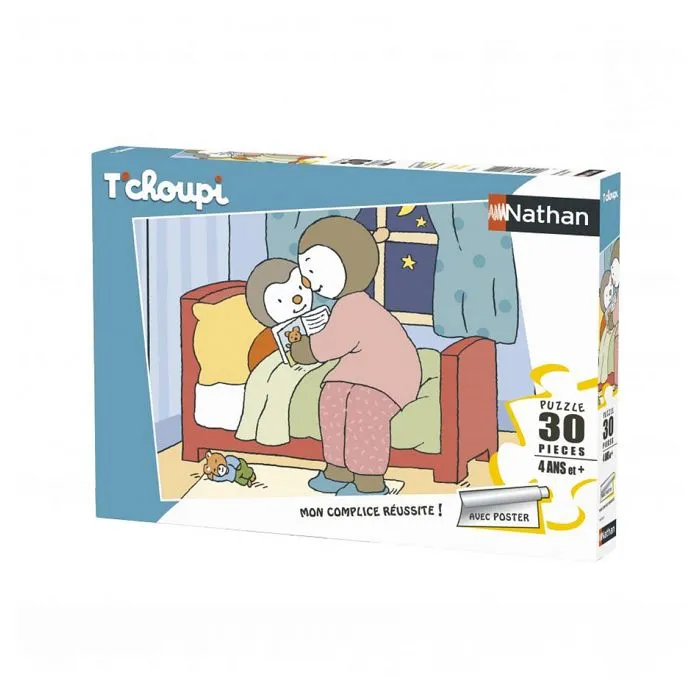 Puzzle 30 pièces - T'choupi fait dodo - NATHAN - Dessins animés et BD - Mixte - Enfant - 4 ans-0