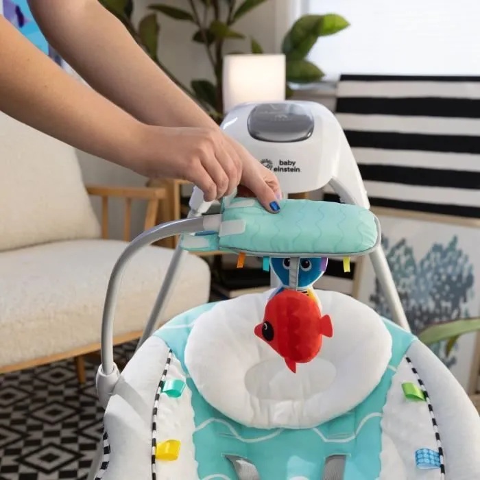 BABY EINSTEIN balancelle électrique Ocean Explorers, légère et compacte, siège pivotant à 180°, jouets inclus, Curious Comfort-8