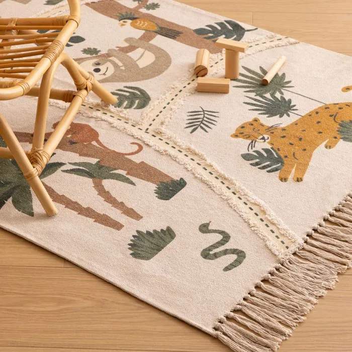 Tapis enfant "Jungle" - coton - L. 100 x P. 0 - 5 x H. 150 cm - 100x150 cm - Multicolore - Atmosphera createur d'interieur-3