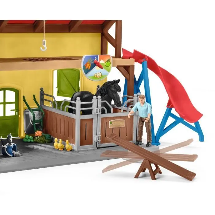 Écurie SCHLEICH - Farm World - 7 animaux, 2 box pour chevaux et accessoires-4
