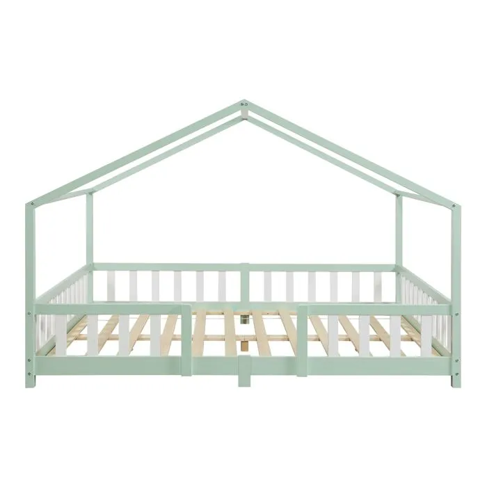 Lit d'enfant Treviolo Forme Maison avec Matelas à Mousse à Froid 200 x 120 cm vert menthe-4