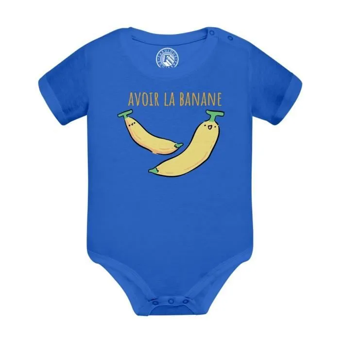 Body Bébé Manche Courte Bleu Avoir la Banane Enfant Expression Fruit-0