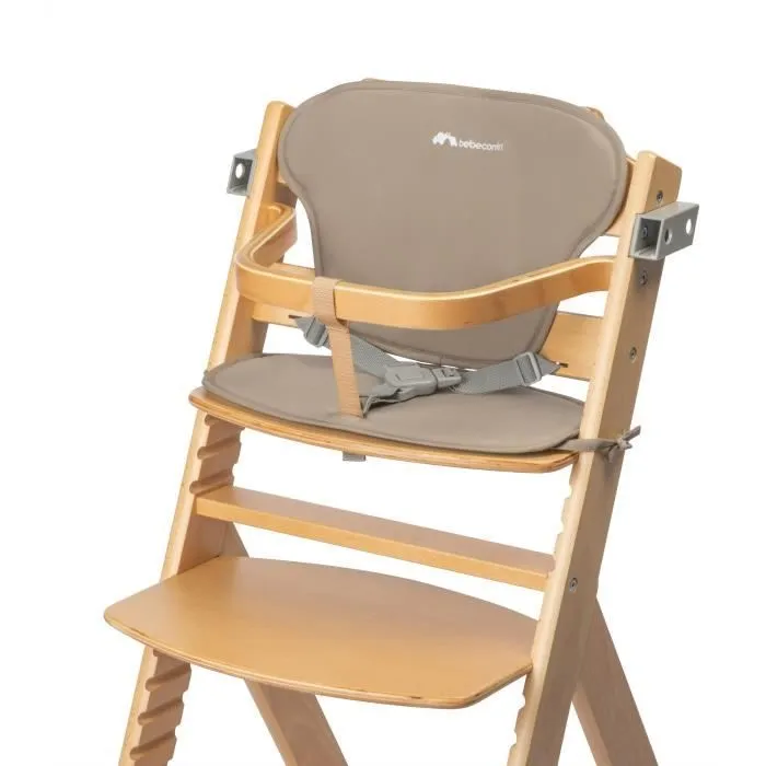 BEBECONFORT TIMBA + coussin Chaise haute bébé, Chaise bois évolutive, de 6 mois à 99 ans, Chaise Bois et coussin beige-3