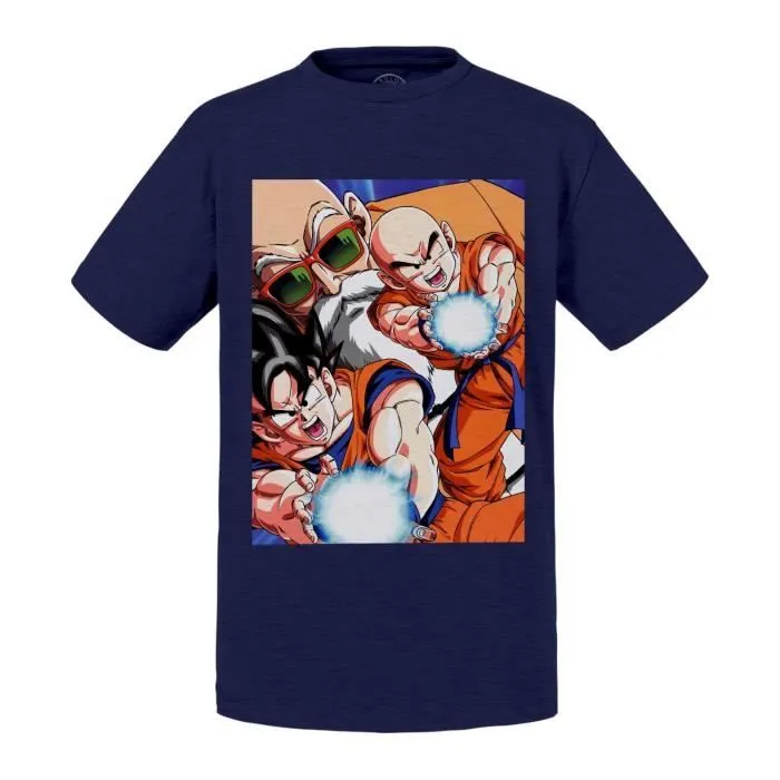 T-shirt Enfant Bleu Kame Hame Ha Vague Destructrice Dragon Ball Dbz Goku Krillin Kame Sennin Tortue Geniale-0