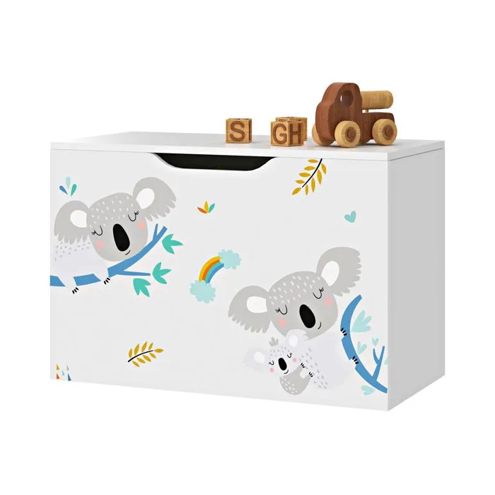 Coffre de rangement Oleiros pour enfant 40 x 60 x 30 cm blanc gris bleu-3