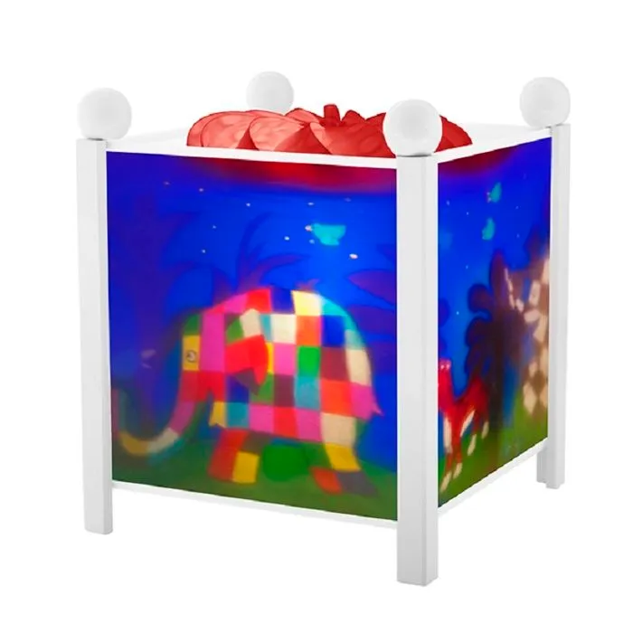 ELMER L'ELEPHANT-Veilleuse Lanterne Magique H19cm Blanc Trousselier-1