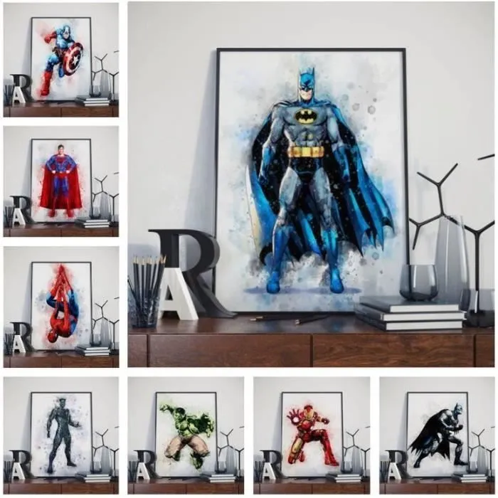 Toile Batman 30x40cm - Chambre Bébé Garcon Fille - Affiche Décorative Poster Décoration Maison - Marvel-1