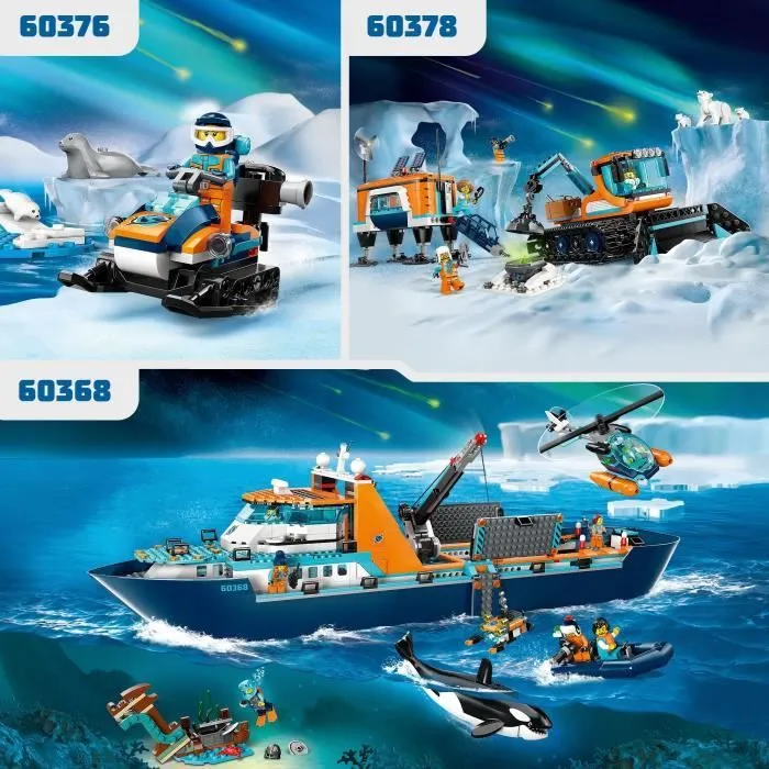 LEGO® City 60376 La Motoneige d’Exploration Arctique, Jouet avec Figurines de Phoques, et Véhicules-4