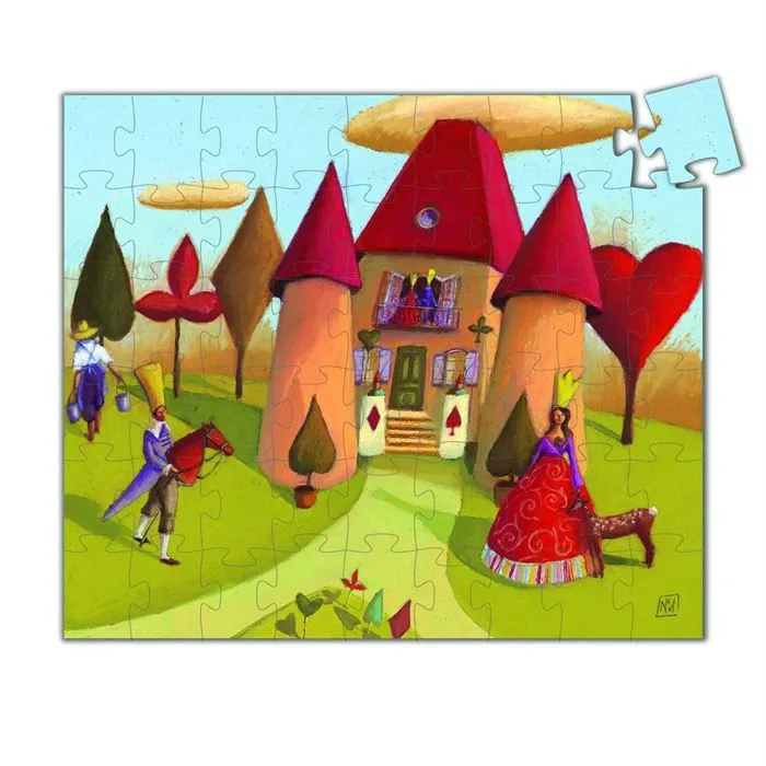Puzzle Silhouette 54 Pièces - Djeco - Dame de coeur - Rose - A partir de 5 ans - Mixte-0
