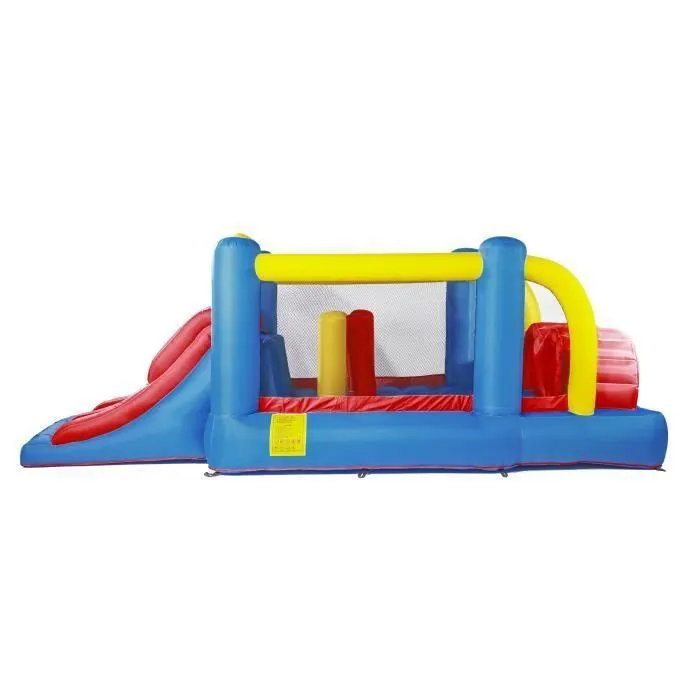 Château Gonflable : aire de jeux Gonflable avec obstacles et double toboggan - surface de jeux : 560 x 255 x 190 cm - Wipe out-2
