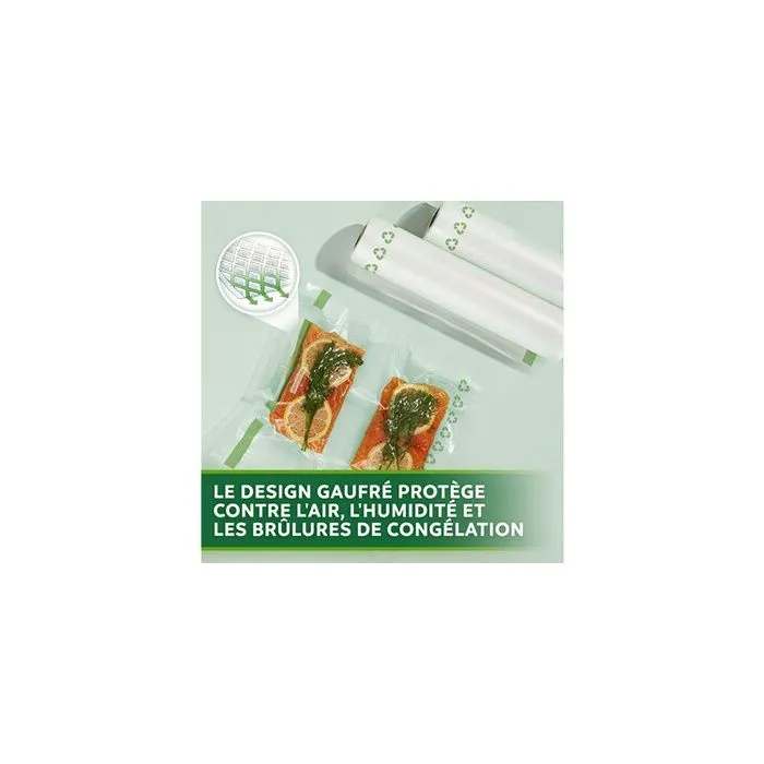 Rouleaux de mise sous vide - FOODSAVER - FSRE2002X01 - Recyclables - 20cm x 4,5m - Conservation prolongée-2