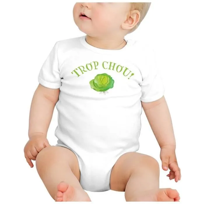 Body Bébé Manche Courte Blanc Trop Chou Enfant Mignon Expression Drôle-1