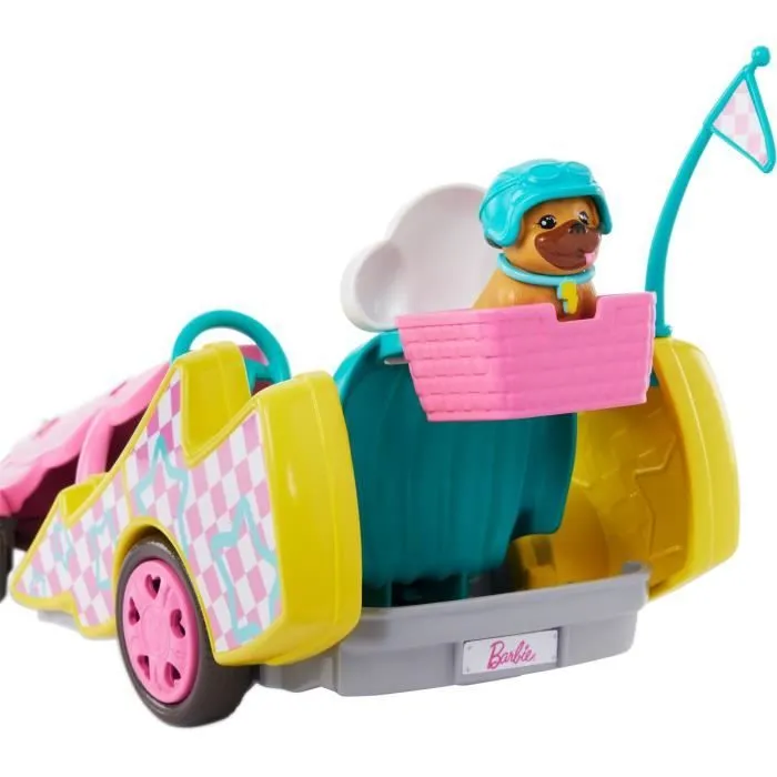 Coffret Poupée Stacie - Barbie - Voiture de Kart - Chiens - Accessoires - Autocollants-3