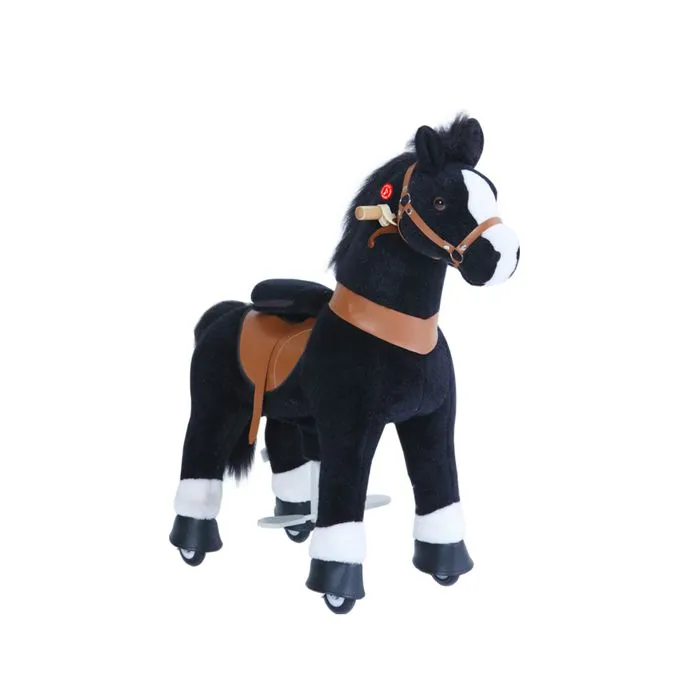 PonyCycle - Cheval à monter noir à roues avec frein-0