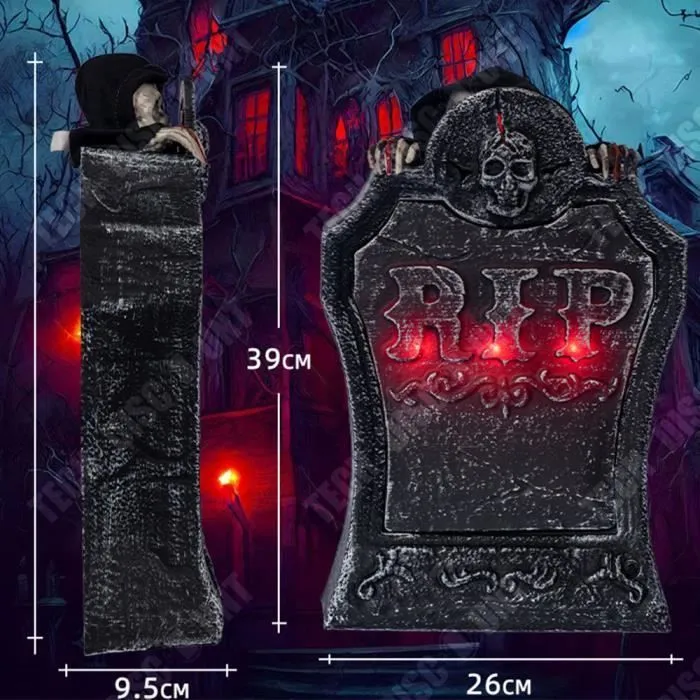 TD® Ornement de pierre tombale à soulever  26*9.5*39cm   Son lumineux Design de levage Décoration de pierres tombales pour Halloween-2
