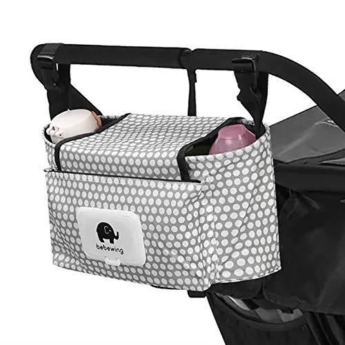 Sac de rangement universel pour poussette de bébé,Organiseur de poussette - Sac à langer universel multifonction ( Point blanc)-0