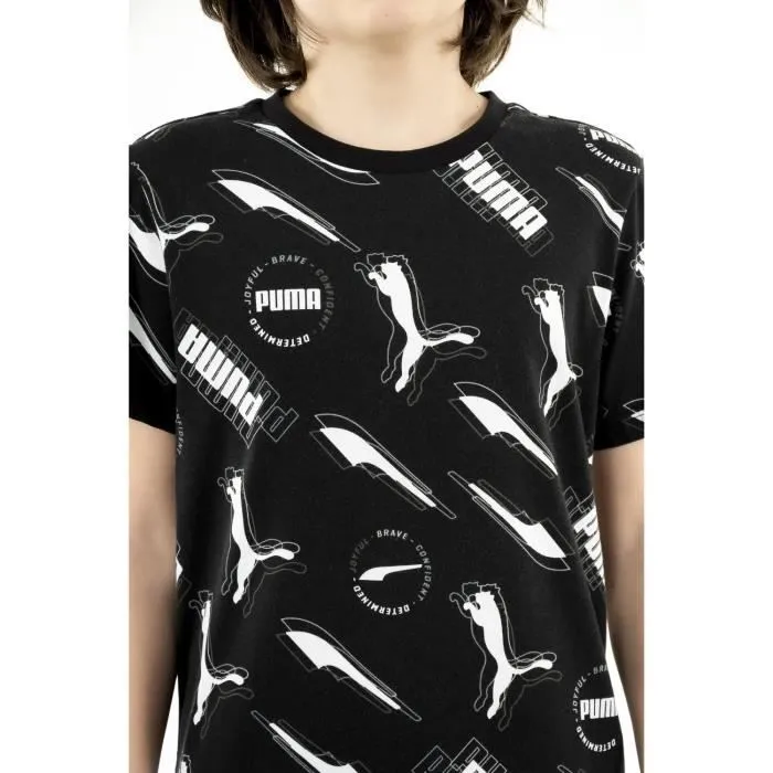 Tee Shirt - PUMA - Alpha AOP 01 - Noir - Manches Courtes - Garçon 10 ans-2
