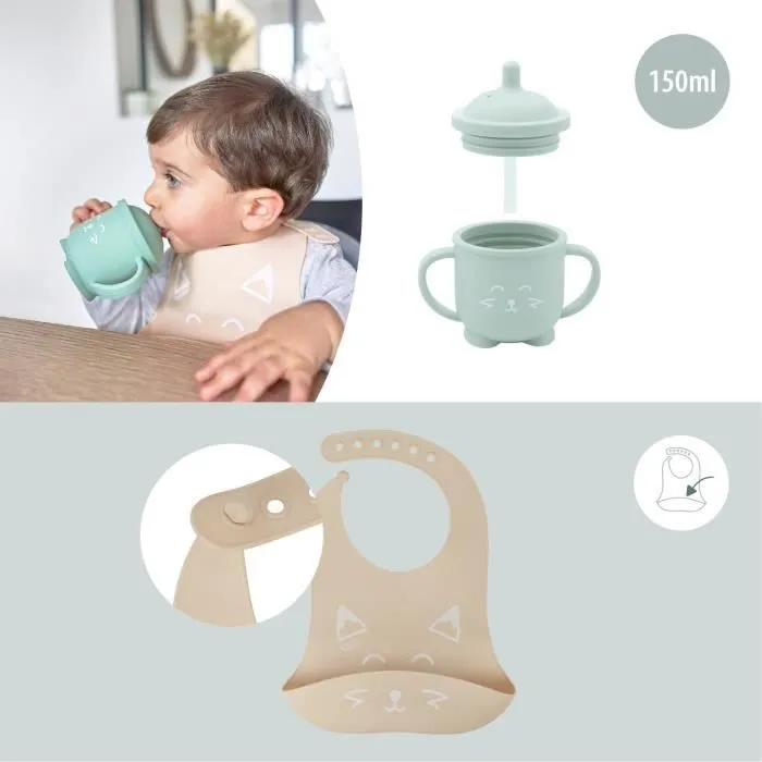Babymoov Coffret Repas 15-24 m LEARN'ISY, 1 Bol, 1 Tasse, 1 Bavoir, 1 Cuillère, Renard-3