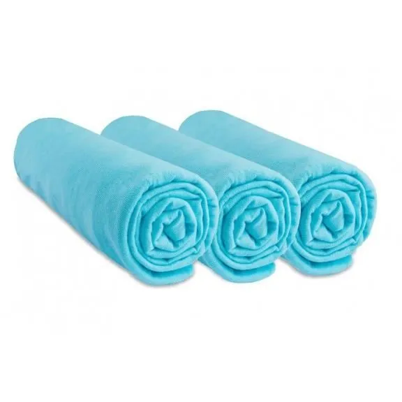 Draps housse - EASY DORT - 50x100 cm - Coton jersey extensible - Turquoise - Lot de 3-0