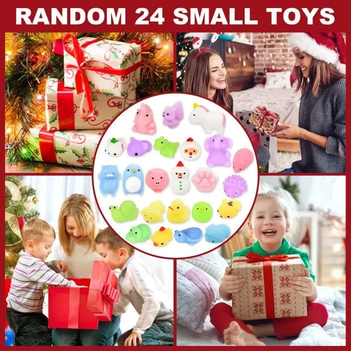 Calendrier de l'Avent 2022 Pour Enfant PIMPIMSKY,Mochi Squeeze Anti Stress Jouets Jouet Compte à Rebours Boîte Cadeau 24pcs-3