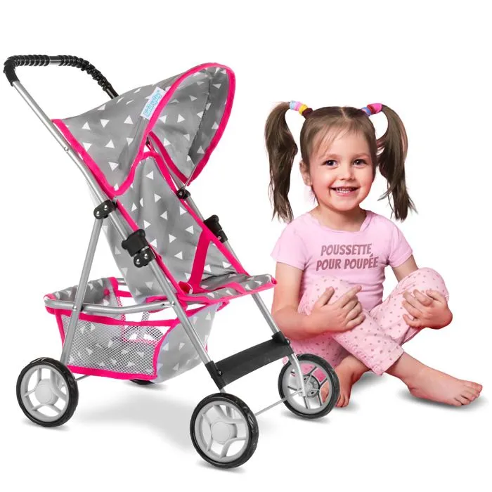 Kinderplay Poussette Poupee, Poussette Jouet - Poussette Landeau Bebe pour Poupée pour Poupon, avec Prise Souple, KP0280S-0