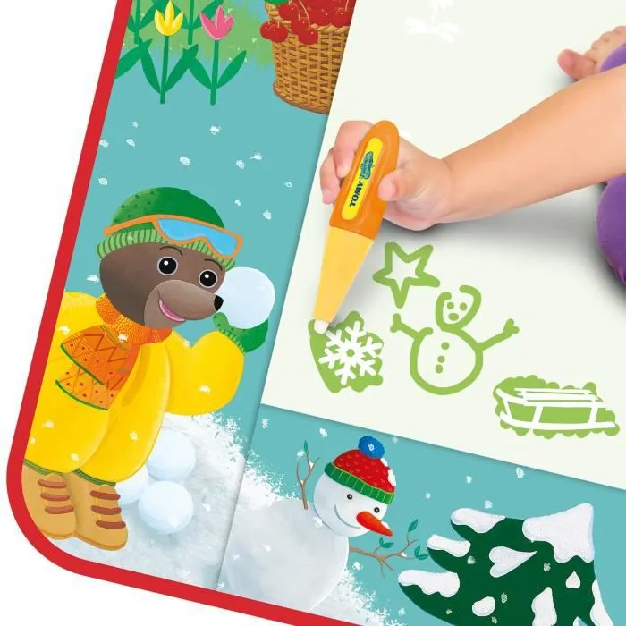Tapis Aquadoodle - Petit Ours Brun - Dessin - 4 Saisons - Stylo à eau - Pinceau - Bac à eau-3