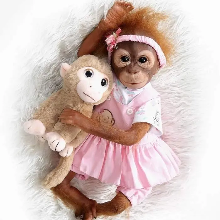 21 Pouces 51 Cm Reborn Poupée Fille Bebe Vinyle Souple Silicone Réaliste Simulation Nouveau-Né Poupées De Singe Nouveau-Né F[J984]-0