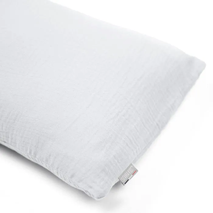 Housse en gaze de coton pour traversin plat Jeanne 160 cm Gris clair-2