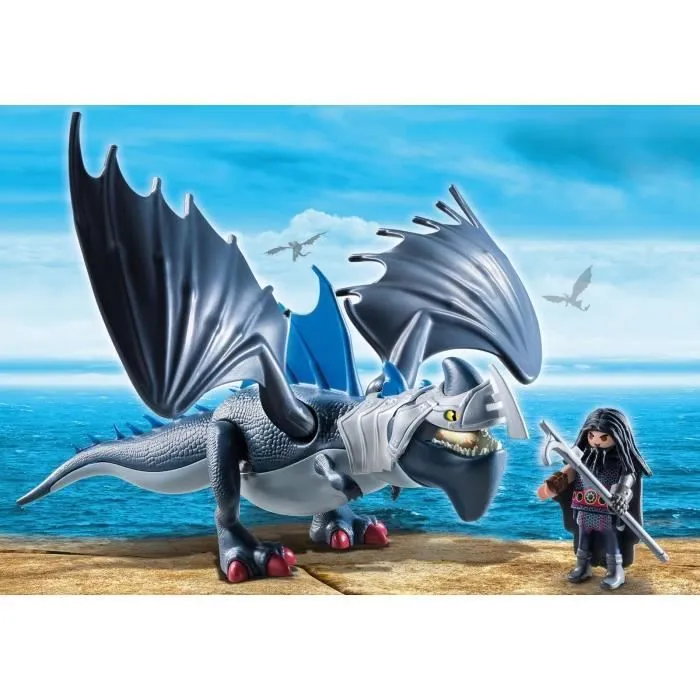 PLAYMOBIL - Dragons - Drago avec Dragon de Combat - Editions Limitées - Armure Amovible - 33,5 x 29 x 15 cm-1