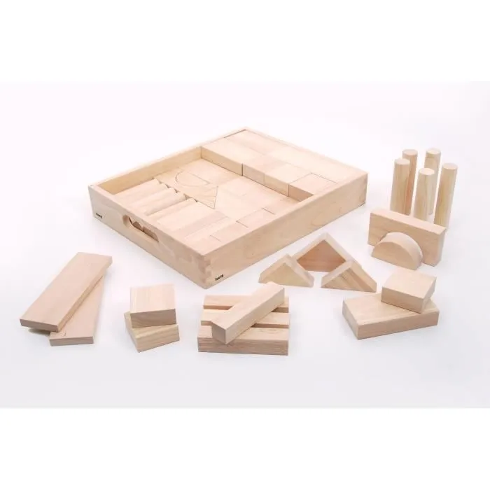 Jeu de construction en bois massif - TickiT - Blocs en bois géants naturel - COMMOTION-1