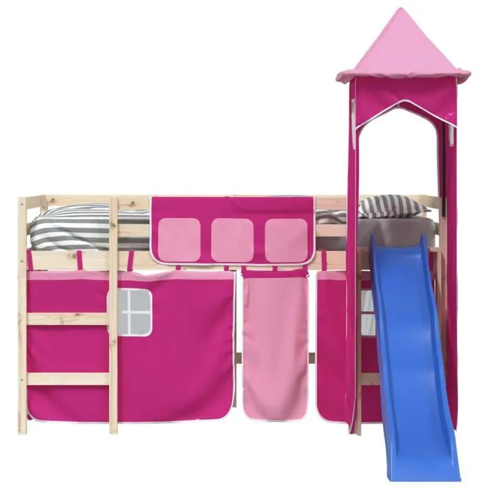vidaXL Rideaux pour Lit Mezzanine avec Tour, Rideaux de Tente pour Lit Superposé, Rideaux de Lit avec Poches pour Enfant 835924-5