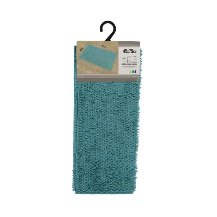 TENDANCE - Tapis de salle de bain en polyester Bleu pagode 45 x 75 cm-0