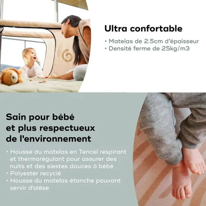 Babymoov Lit parapluie Moov&Sleep - Ultra Compact & Léger (<5kg) - Montage/Pliage rapide et simple - Intérieur/Extérieur, Sable-3