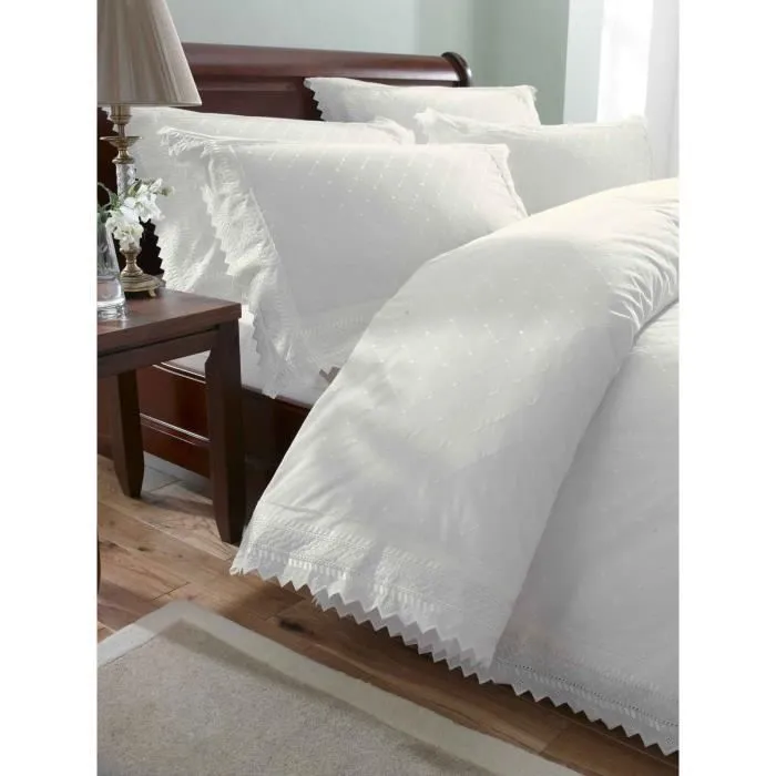 Parure de lit - Luxueux - Housse de couette et taies - Broderies - Blanc - 200x200 cm-1