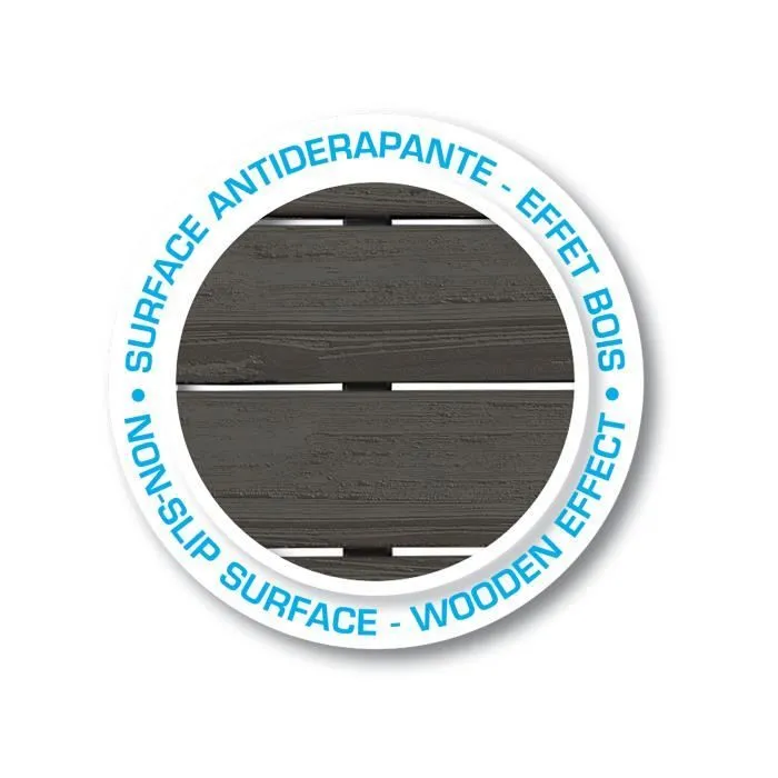Smoby - Set de 6 dalles - Plancher de Maison - 45x45cm - Effet texturé bois - Anti-UV - Plaqtique 100% recyclé et recyclable-6