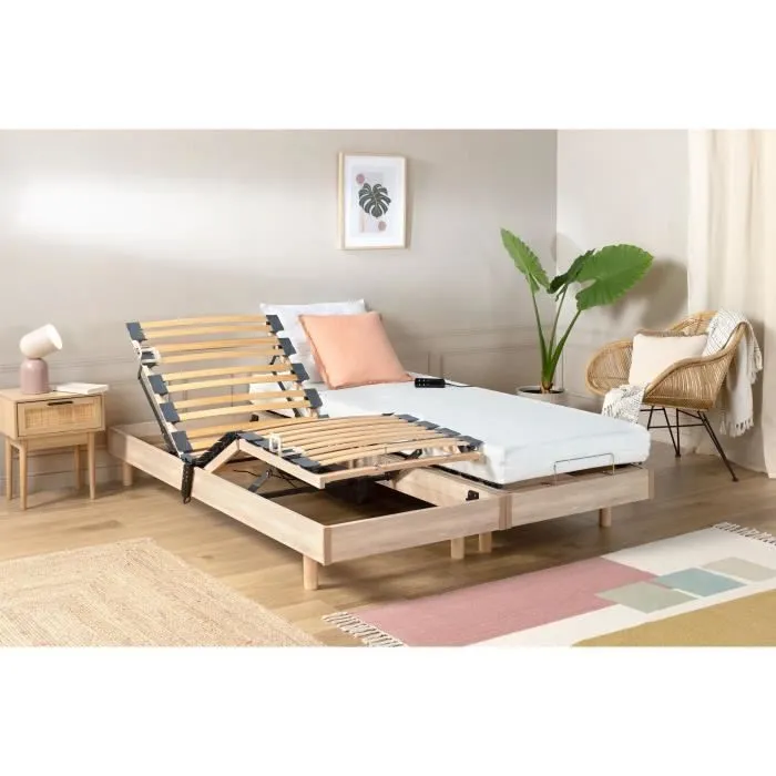 Ensemble relaxation matelas + sommiers électriques 2x70x190cm - Mousse - Ferme - TALCA Fabrication française-0