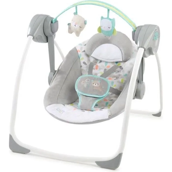 INGENUITY Transat bébé balancelle électrique pliable - Foret - Arche, jouets amovible, réglages balancement, minuterie, inclinaison-0