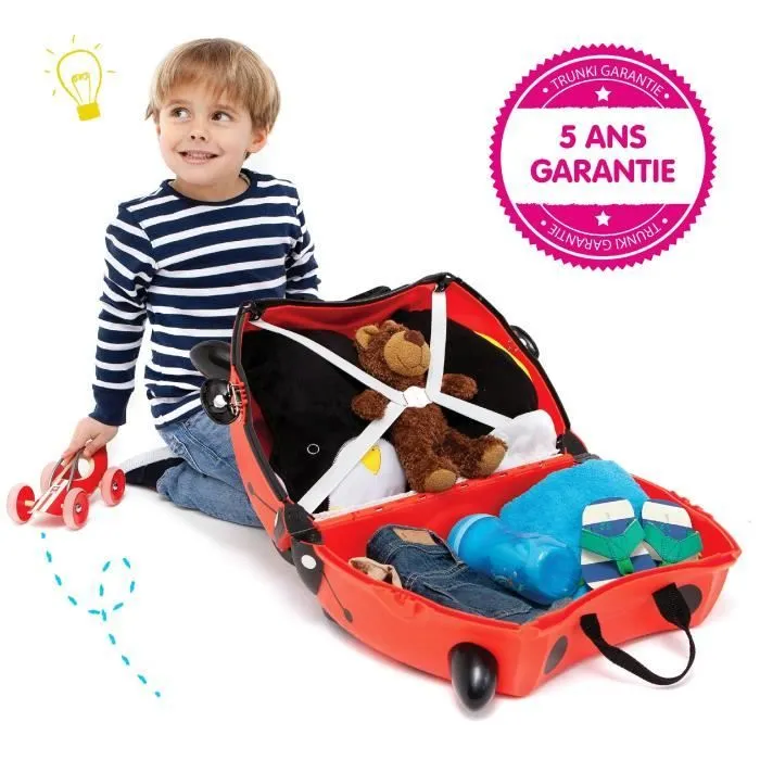 Trunki Valise à Roulettes pour Enfants et Bagages à Main pour Enfants : Valise à Roulettes Harley La Coccinelle (Rouge)-2