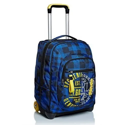 Seven Sac à Dos à Roulettes, Check, Sac à Livres à Roulettes, 2 en 1, Sac à Dos + Trolley, Filles et Garçons, pour l'École, le Spo-0