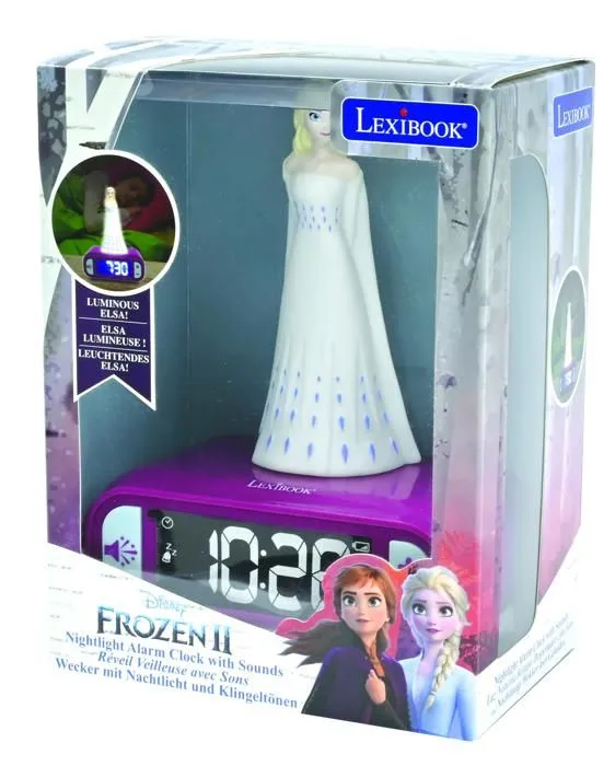 Réveil avec Veilleuse en 3D design Reine des Neiges Elsa et effets sonores-4