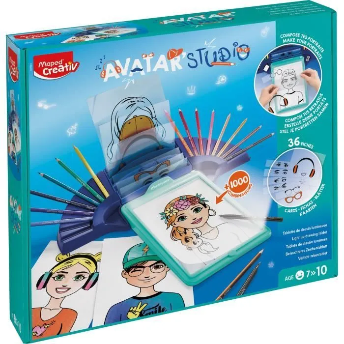 Maped Creativ - Avatar'Studio - Machine à Dessiner Lumineuse avec fiches modèles et matériel de dessin - Dès 7 ans-0